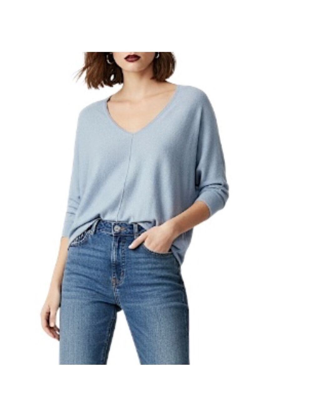 Part Two Copenhagen blue linen blend dolman sleeve lightweight sweater M